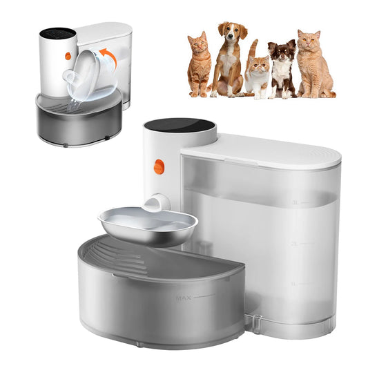 PureFlow™ 3L Stainless Steel Pet Water Fountain | Rechargeable Automatic Cat Dog Water Dispenser Quiet Filtration System