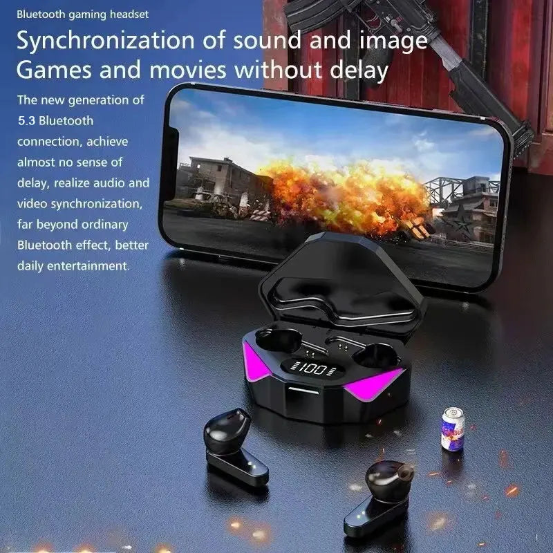 Wireless Bluetooth 5.3 Gaming Earbuds – LED Display & Noise Cancelling Mic