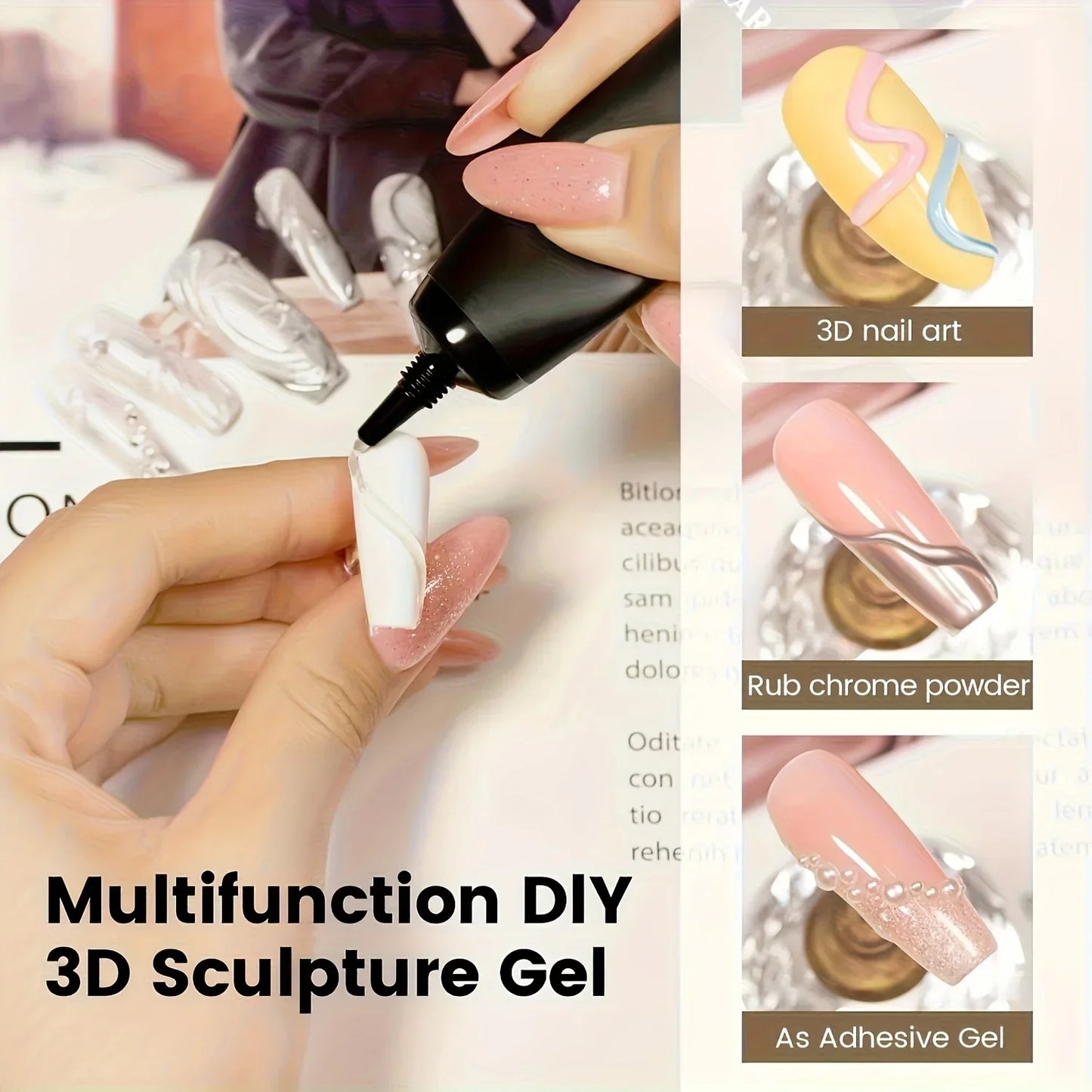 3D Gel - Nail Art Modeling Gel, Suitable for Nail Design Autumn And Winter DIY Nail Art for Painting, Molding, Sculpting
