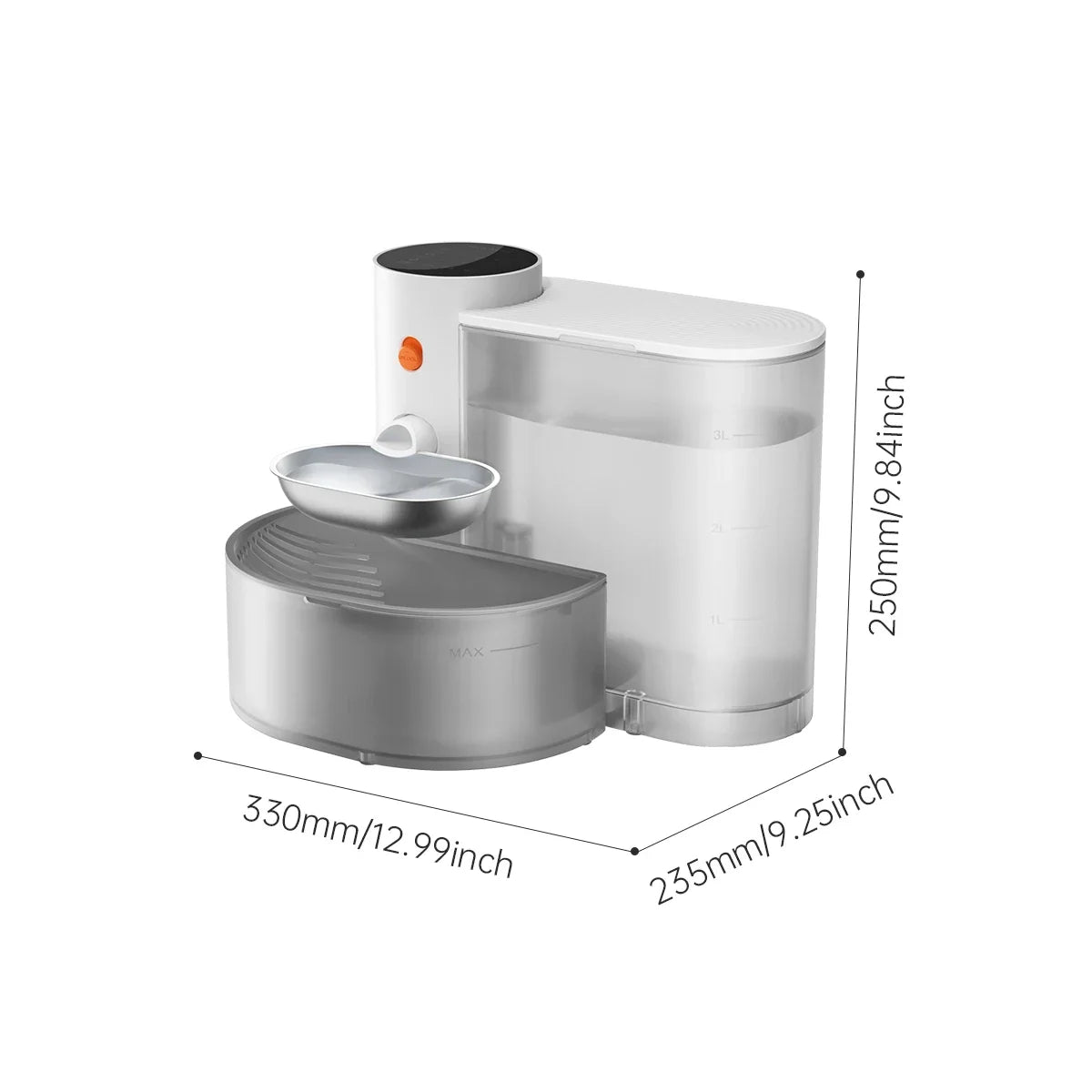 PureFlow™ 3L Stainless Steel Pet Water Fountain | Rechargeable Automatic Cat Dog Water Dispenser Quiet Filtration System