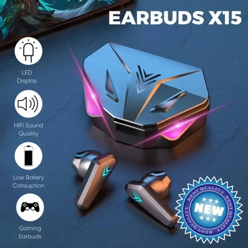 Wireless Bluetooth 5.3 Gaming Earbuds – LED Display & Noise Cancelling Mic
